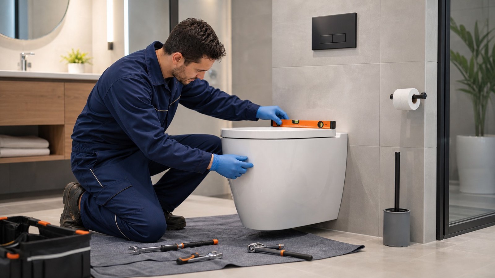 Klozet tamiri ve montajı hizmeti için profesyonel banyo tesisatı görsel alanı