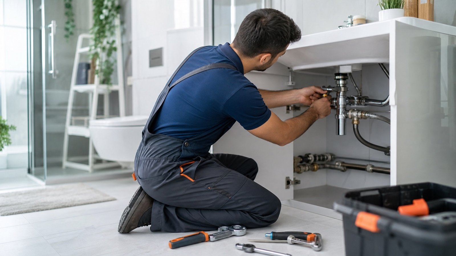 Adana su tesisatçısı hizmetinde lavabo altı temiz su bağlantısını kontrol eden profesyonel ekip